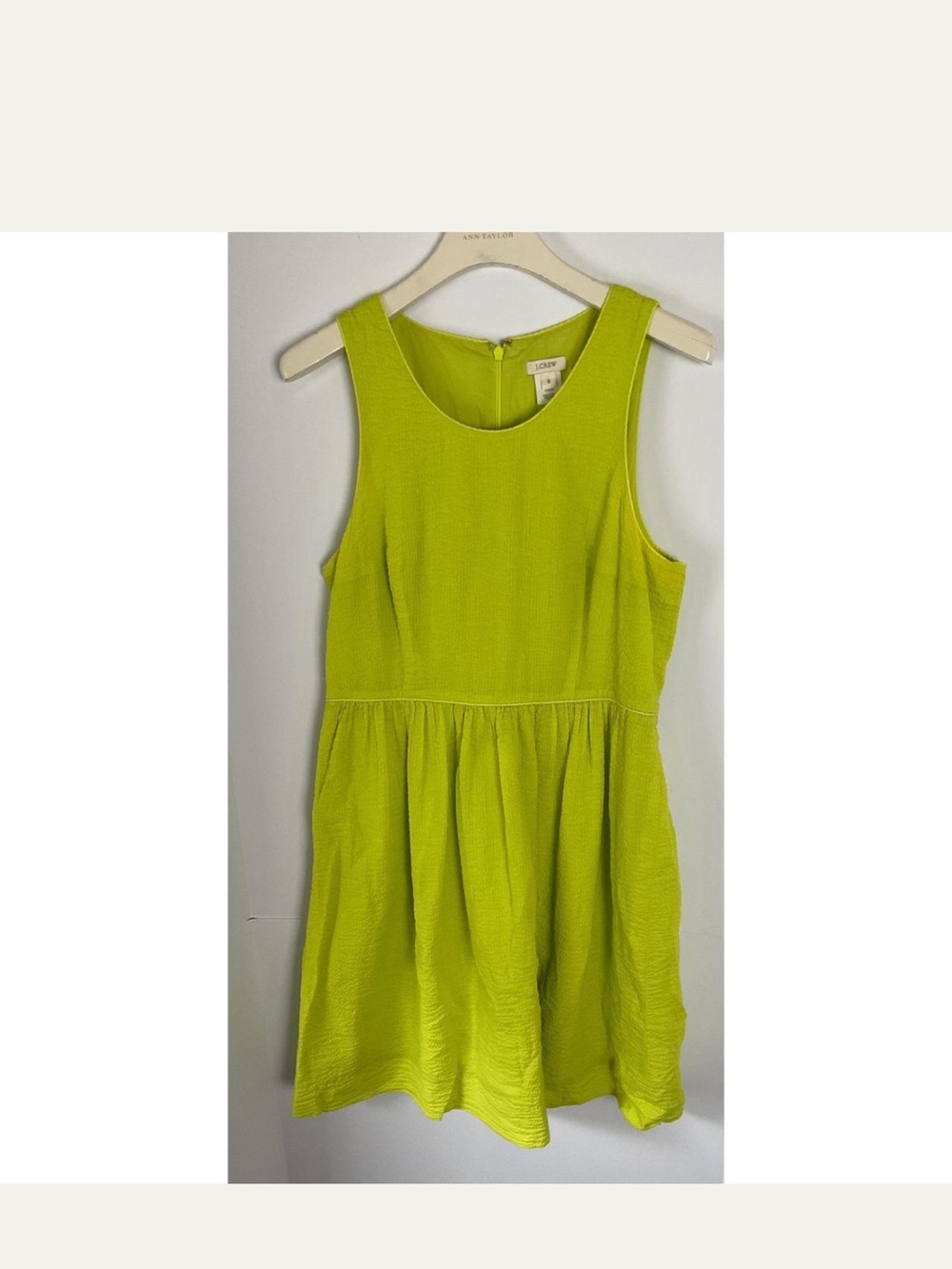J. Crew Neon Lime Sleeveless Textured Mini Dress